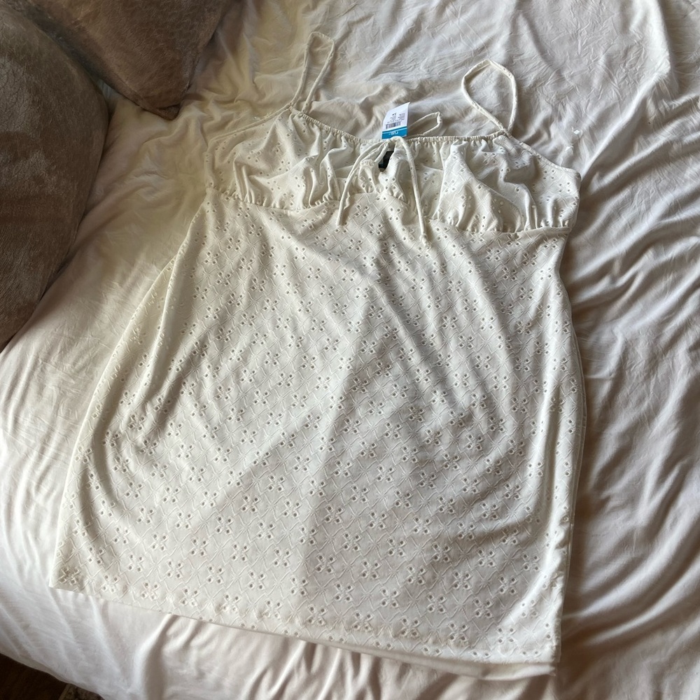 Rue 21 Plus White Tied Keyhole Neck Eyelet Dress 3X